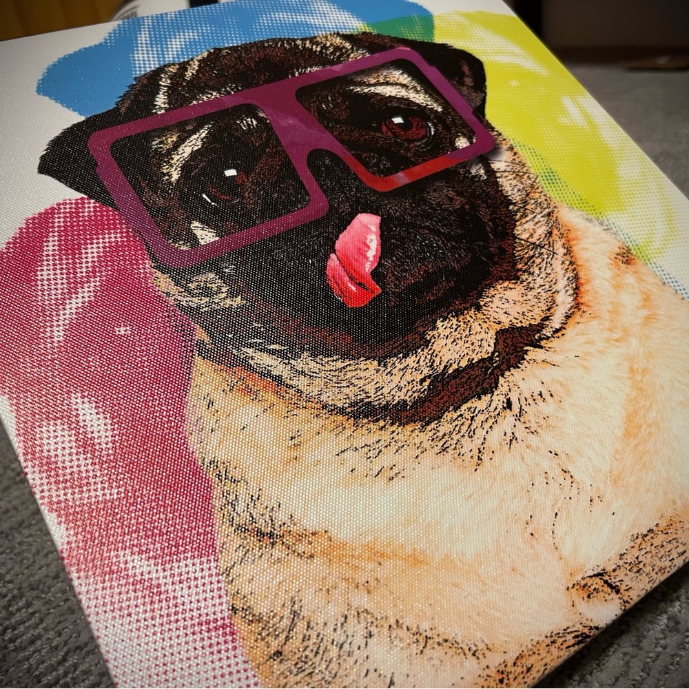 Colorful Pug canvas wall art - Picture 2 of 3